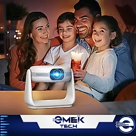 Taşınabilir Yüksek Performanslı 4K Sinema Projektörü Şarjlı Bluetooth Android Hoparlörlü Işıklı