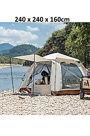 Kamp Çadırı 4 Tarafı Kare Tam Otomatik Hızlı Açılış Taşınabilir 4-6 Kişi Kamp Çadırı 240*240*160