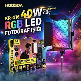KR-G16 40W Kumandalı RGB LED Fotoğraf Video Işığı