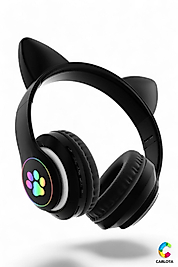 Mikrofonlu Led Işıklı Kedi Kulaklık Cat Kulaklık 5.0 Çocuk Kulaklık Pati Işıklı Wireless Tws